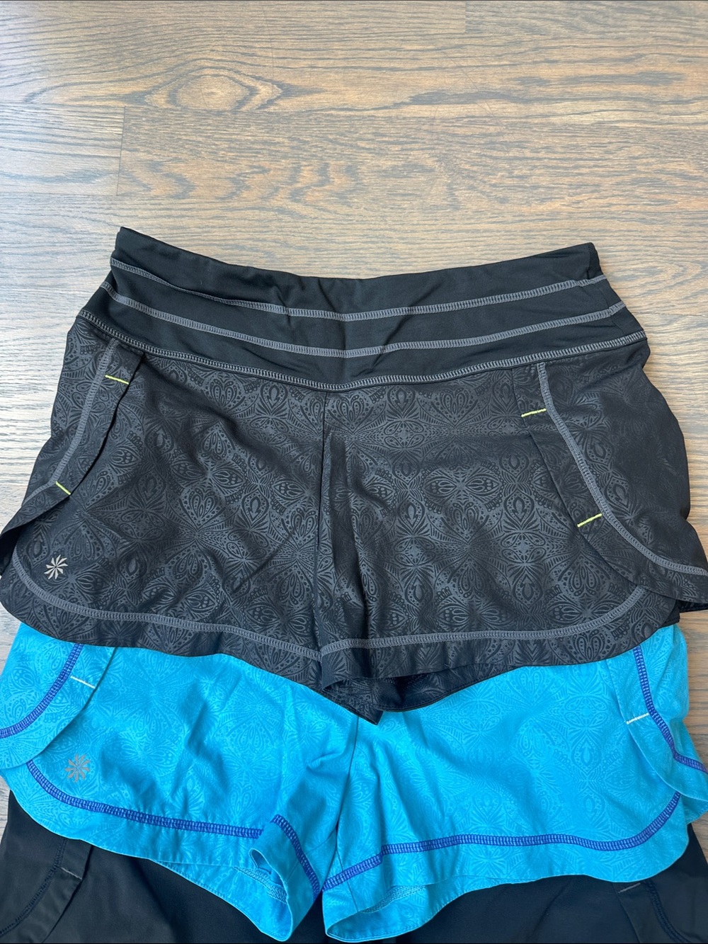 Athleta Women’s Athletic Shorts — Black, Turquoise, Purple - 4 Pairs - Picture 2 of 4